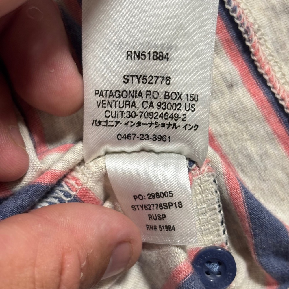 Patagonia Mens Organic Cotton Striped Polo Shirt Small‎ Grey Blue Pink 52776 - Picture 8 of 9